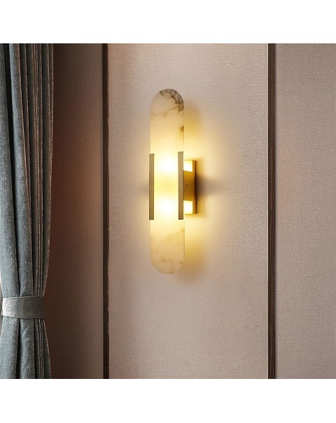 Designer light luxury full copper long bedroom bedside lamp corridor aisle wall lamp Scandinavian creative living room lucite wall light