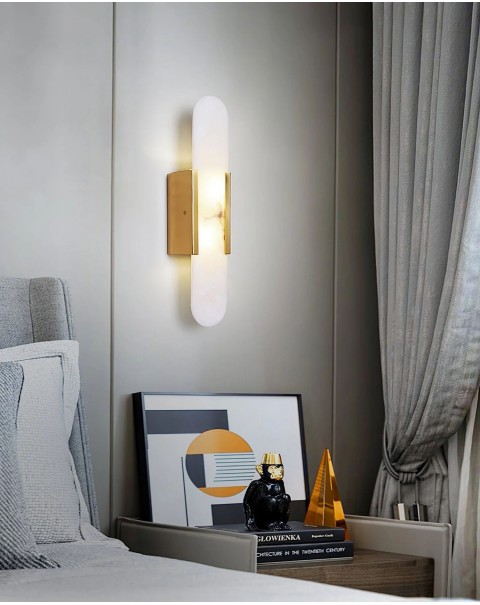 Designer light luxury full copper long bedroom bedside lamp corridor aisle wall lamp Scandinavian creative living room lucite wall light