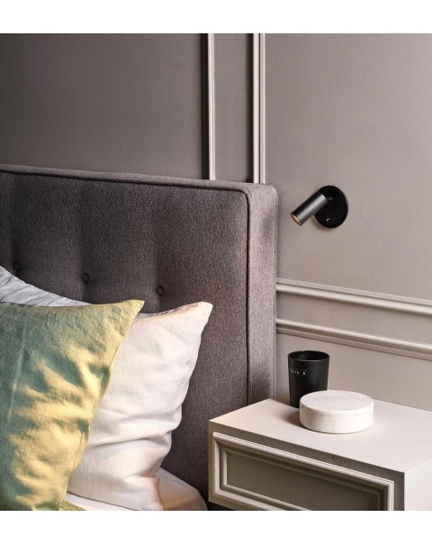 Hotel guest room bedroom bedside LED reading wall lamp with switch antique copper colour recessed hidden bedside small spotlights