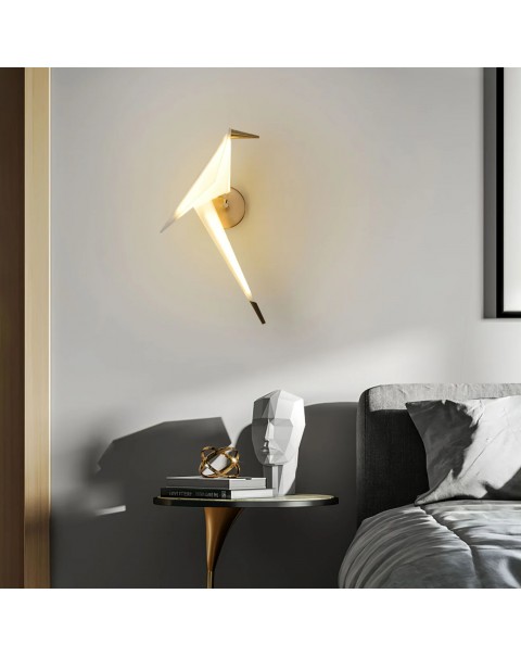 Bedside wall lamp light luxury bedroom modern minimalist creative personality all copper bird wall lamps