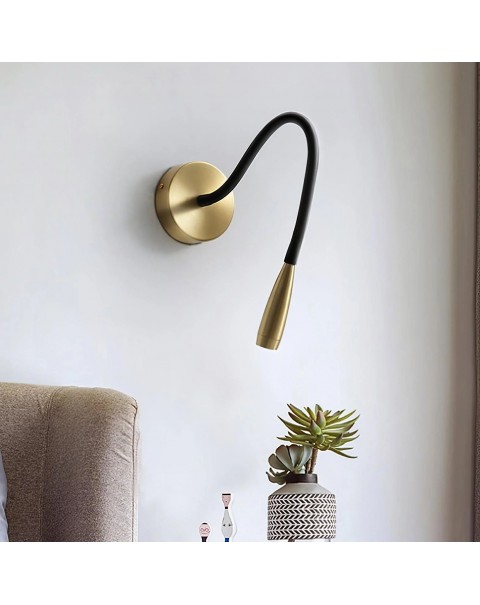 Cross-border spot room modern minimalist bedroom bedside lamp bright antique brass colour round hose LED reading wall light