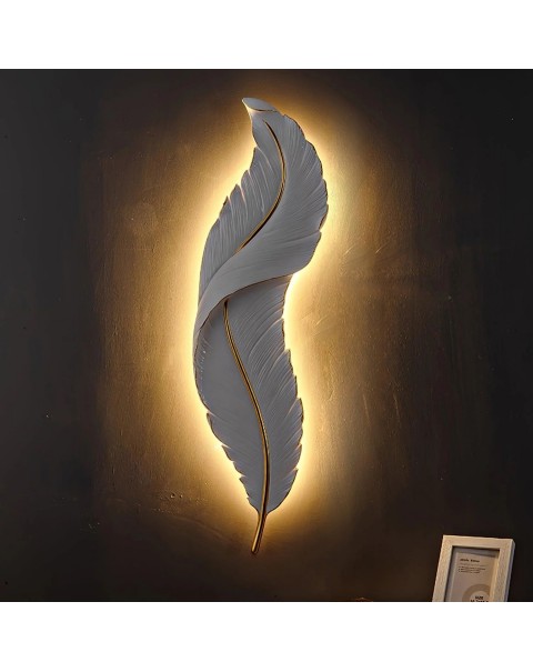 Feather wall lamp living room modern simple light luxury creative bedroom bedside lamp decorative lamp TV grille background wall light