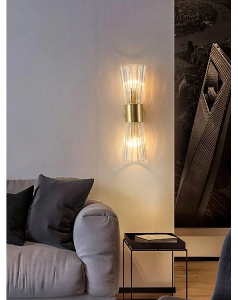 Crystal wall lamp light luxury post-modern minimalist bedroom bedside lamp creative Scandinavian living room stairway aisle background wall light