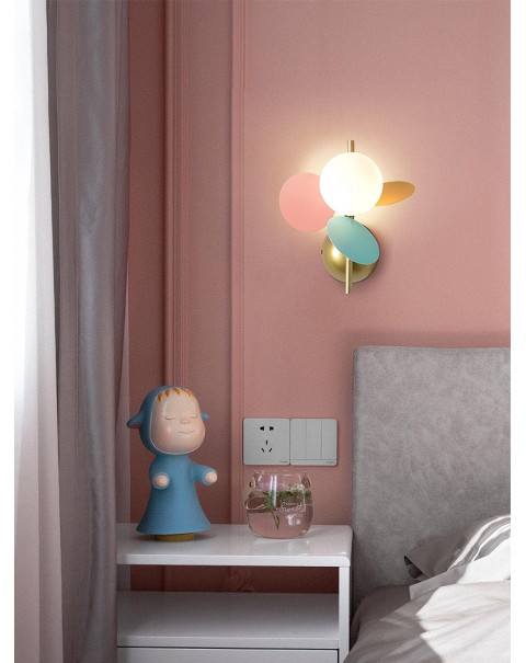 Flower piece wall lamp creative cozy children's room bedroom bedside lamp simple modern net red living room background wall decorative light