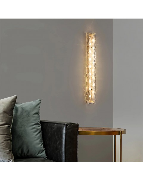 Full copper wall lamp living room TV background wall crystal light luxury long designer personality simple bedroom bedside wall lamps