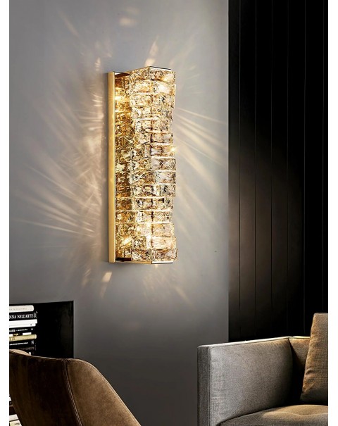 Bedroom wall lamps living room background wall lamps light luxury high-end bedside lamps wall lamps crystal staircase aisle wall lamps wall lamps