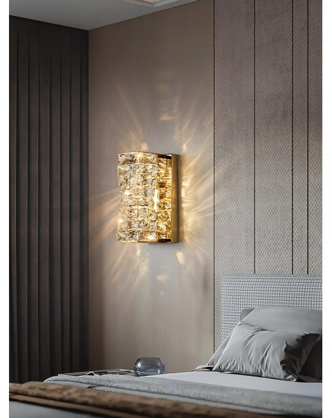 Bedroom wall lamps living room background wall lamps light luxury high-end bedside lamps wall lamps crystal staircase aisle wall lamps wall lamps