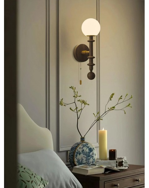 Bedroom Bedside Antique French Full Spectrum Eye Protection Hallway Balcony Wabi-Sabi Style B&B Wall Sconce