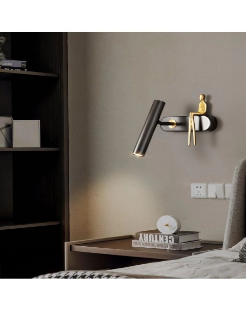 Full copper rotating wall lamp Scandinavian minimalist creative personality art hotel staircase aisle designer bedroom bedside lamps