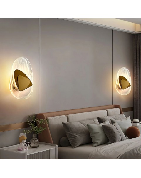 Glass wall lamp post-modern bedroom bedside lamp creative original wood grain Scandinavian living room stairway aisle background wall lamps and lanterns