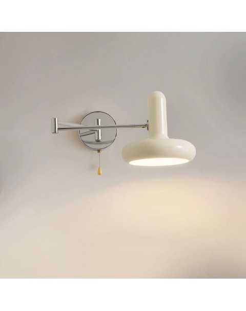 Bedroom bedside wall lamp Bauhaus creative cream wind living room background wall light retractable study reading swing arm light