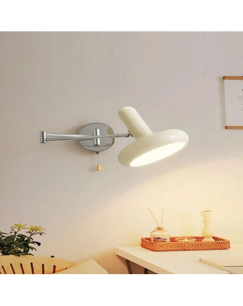 Bedroom bedside wall lamp Bauhaus creative cream wind living room background wall light retractable study reading swing arm light