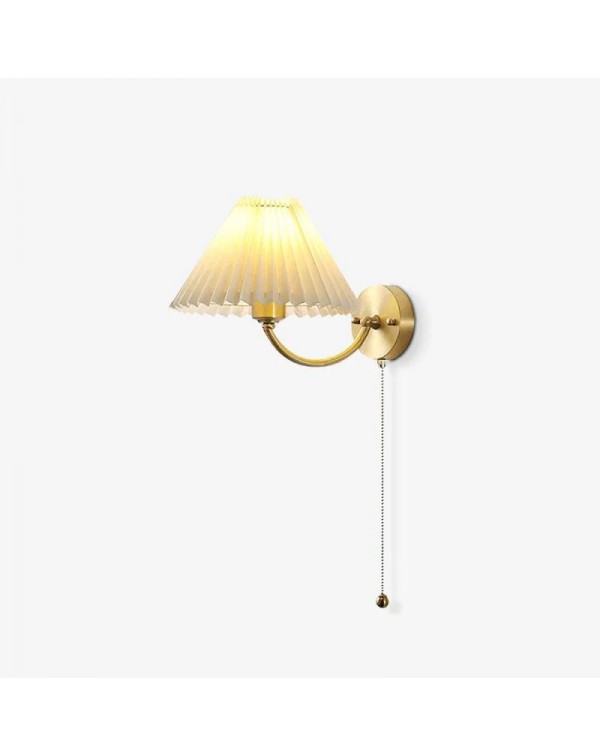 Full copper Scandinavian pleated wall lamp solid w...