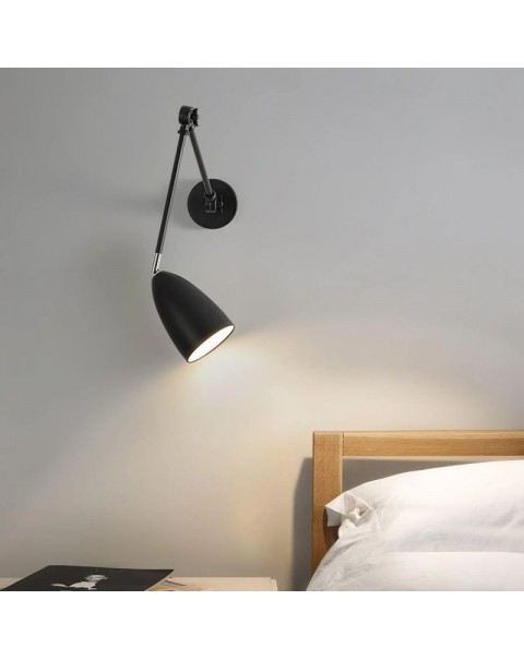 Foldable telescopic long arm long pole swing arm study above the desk bedroom bedside lamp adjustable angle reading wall light