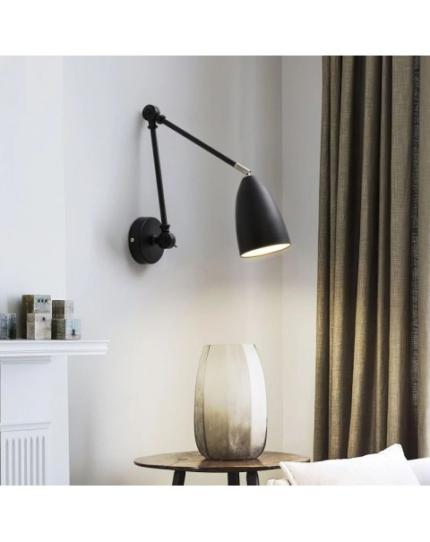 Foldable telescopic long arm long pole swing arm study above the desk bedroom bedside lamp adjustable angle reading wall light