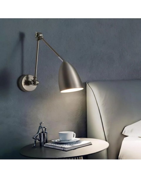 Foldable telescopic long arm long pole swing arm study above the desk bedroom bedside lamp adjustable angle reading wall light