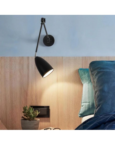 Foldable telescopic long arm long pole swing arm study above the desk bedroom bedside lamp adjustable angle reading wall light