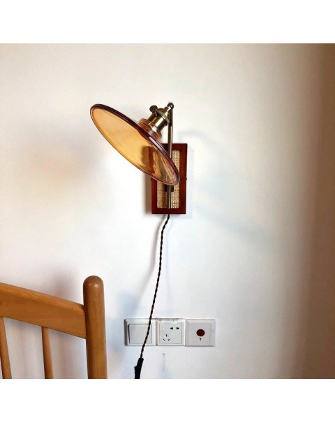 Antique style wall lamp without wiring with switch plug wire retro Japanese style bedroom bedside lamp with open wire without wiring