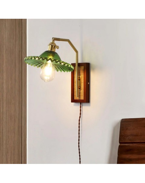 Antique style wall lamp without wiring with switch plug wire retro Japanese style bedroom bedside lamp with open wire without wiring