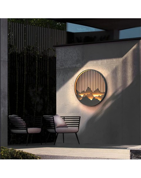 Carved for the new Chinese wall lamp outdoor waterproof outdoor simple landscape painting garden wall lamp balcony foyer light