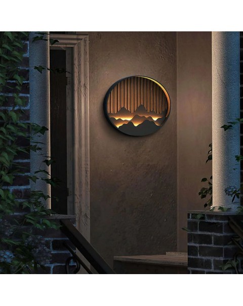 Carved for the new Chinese wall lamp outdoor waterproof outdoor simple landscape painting garden wall lamp balcony foyer light