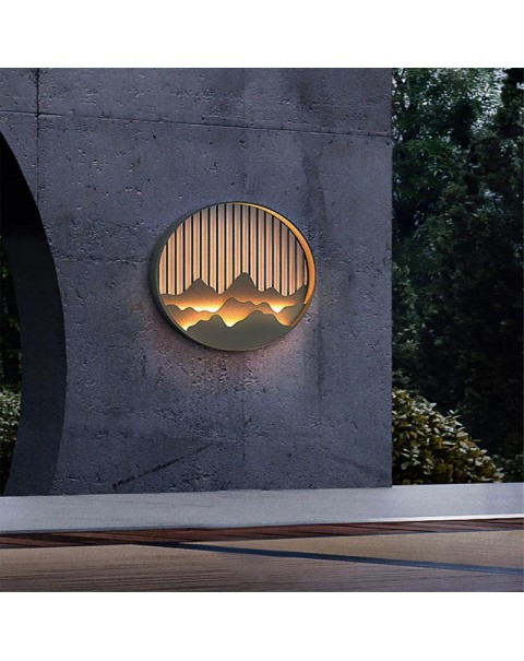 Carved for the new Chinese wall lamp outdoor waterproof outdoor simple landscape painting garden wall lamp balcony foyer light