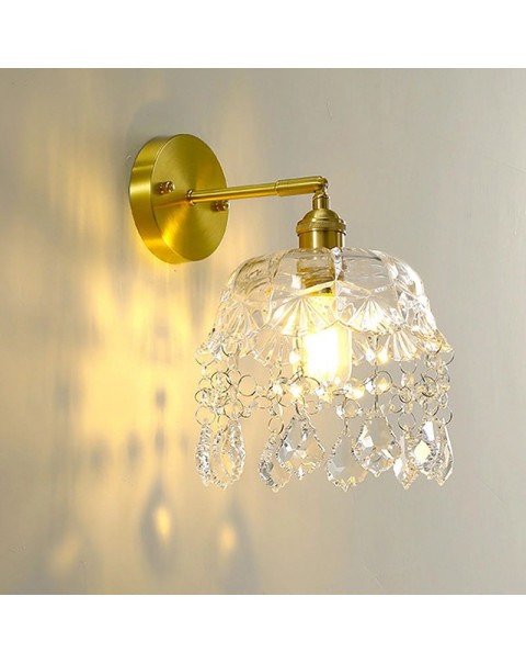 Japanese retro brass glass wall lamp modern Scandinavian bedside corridor wall lamp simple bathroom bathroom mirror front light