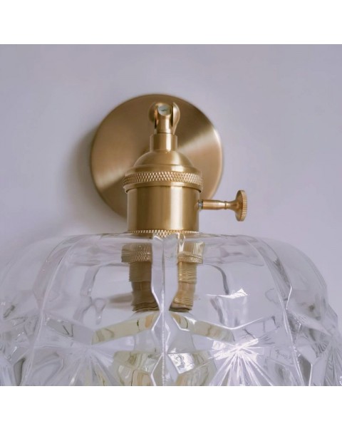 Japanese retro brass glass wall lamp modern Scandinavian bedside corridor wall lamp simple bathroom bathroom mirror front light