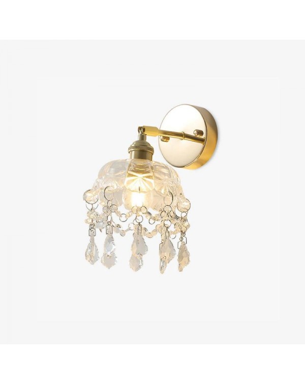 Japanese retro brass glass wall lamp modern Scandi...