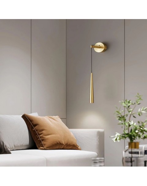 Wall lamp Scandinavian light luxury all copper bedside wall lamp modern simple long line living room home bar lamp crystal head wall lamps