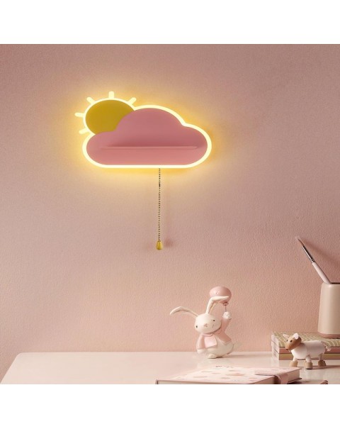 Children's room wall lamp placeholder bedroom bedside lamp with switch boys girls room background wall decoration cloud light decoration