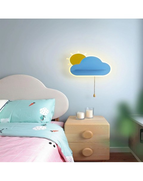 Children's room wall lamp placeholder bedroom bedside lamp with switch boys girls room background wall decoration cloud light decoration