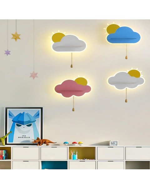 Children's room wall lamp placeholder bedroom bedside lamp with switch boys girls room background wall decoration cloud light decoration