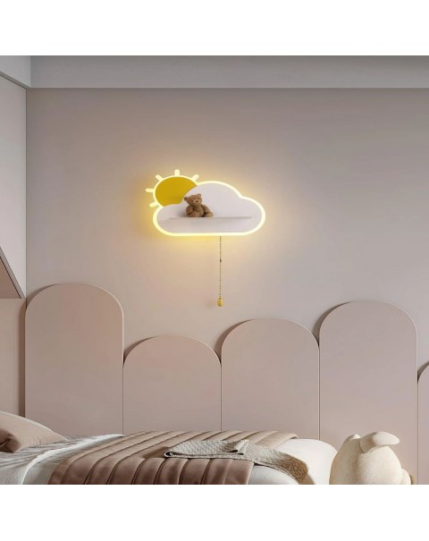 Children's room wall lamp placeholder bedroom bedside lamp with switch boys girls room background wall decoration cloud light decoration