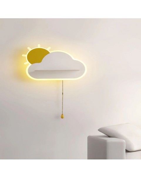 Children's room wall lamp placeholder bedroom bedside lamp with switch boys girls room background wall decoration cloud light decoration