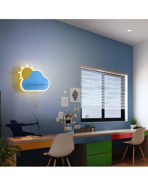 Children's room wall lamp placeholder bedroom bedside lamp with switch boys girls room background wall decoration cloud light decoration