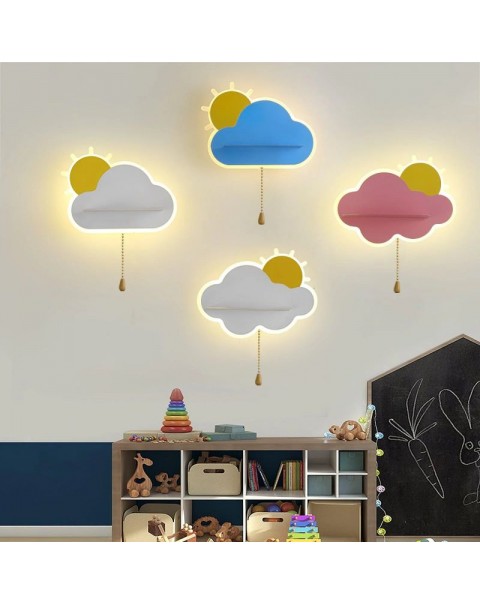 Children's room wall lamp placeholder bedroom bedside lamp with switch boys girls room background wall decoration cloud light decoration