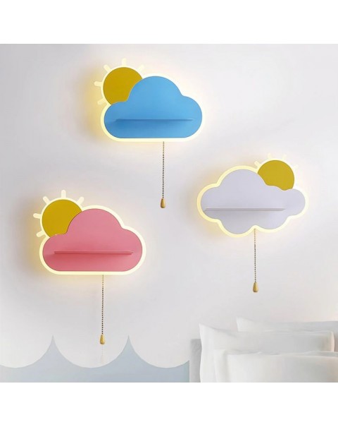 Children's room wall lamp placeholder bedroom bedside lamp with switch boys girls room background wall decoration cloud light decoration