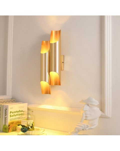 Modern simple slant mouth bamboo tube wall lamp living room background wall creative aisle staircase double head bedroom bedside wall lamps