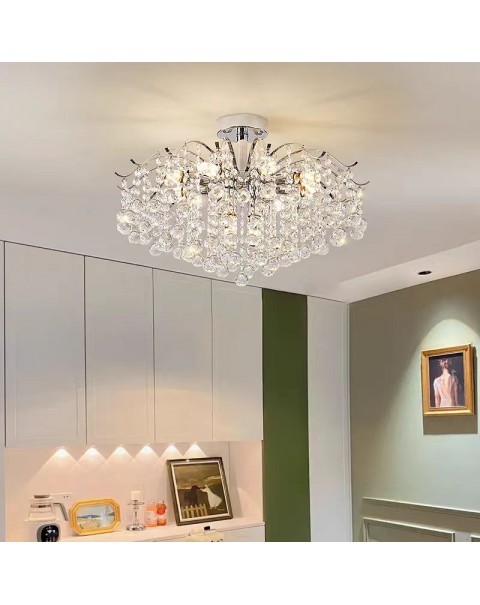 Crystal ceiling lamp LED simple modern cream wind iron bedroom dining room living room chandelier fashion light luxury master light