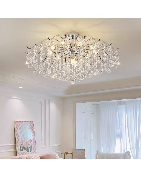 Crystal ceiling lamp LED simple modern cream wind iron bedroom dining room living room chandelier fashion light luxury master light