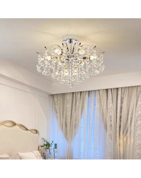 Crystal ceiling lamp LED simple modern cream wind iron bedroom dining room living room chandelier fashion light luxury master light