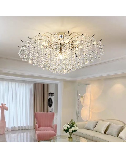 Crystal ceiling lamp LED simple modern cream wind iron bedroom dining room living room chandelier fashion light luxury master light