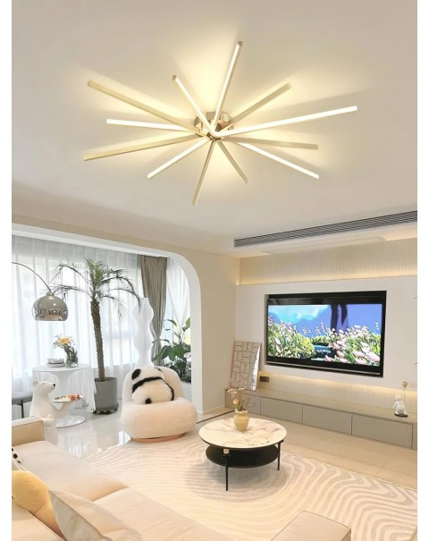 Copper living room ceiling lamp simple modern atmosphere light luxury creative Scandinavian master bedroom study dining room line lamps and lanterns