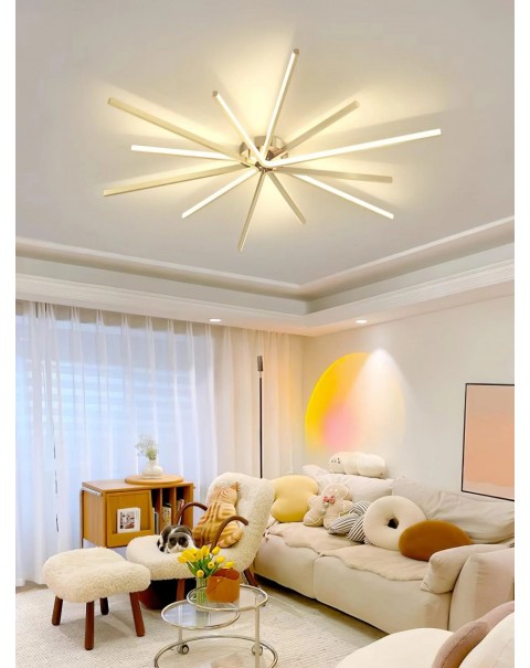 Copper living room ceiling lamp simple modern atmosphere light luxury creative Scandinavian master bedroom study dining room line lamps and lanterns