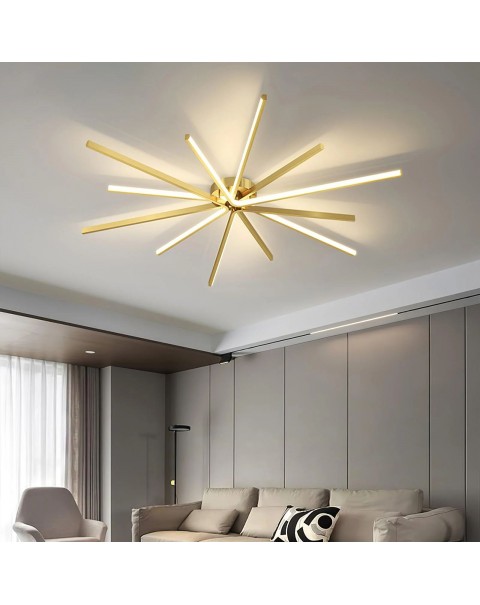 Copper living room ceiling lamp simple modern atmosphere light luxury creative Scandinavian master bedroom study dining room line lamps and lanterns