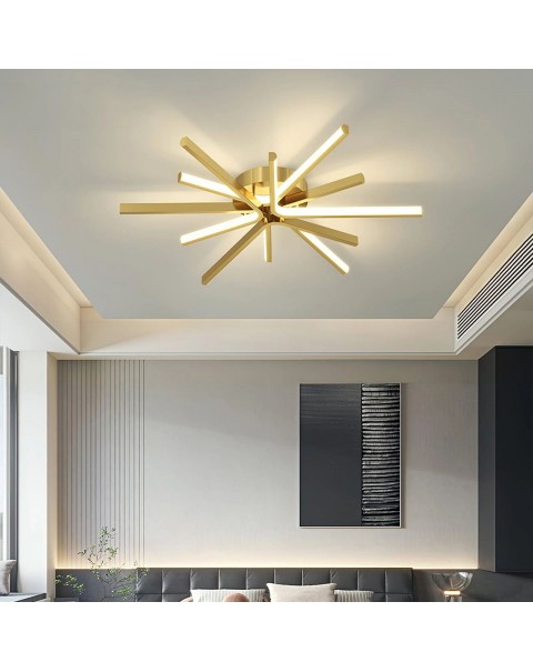 Copper living room ceiling lamp simple modern atmosphere light luxury creative Scandinavian master bedroom study dining room line lamps and lanterns