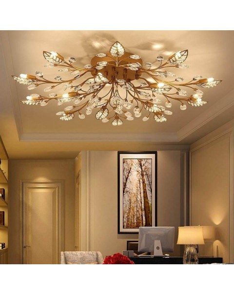 American crystal ceiling light living room lamp atmosphere home round room light warm romantic led bedroom lamps and lanterns