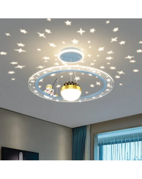 Children's room chandelier astronaut spaceman decorative boys room light full of stars little girl princess bedroom chandelier