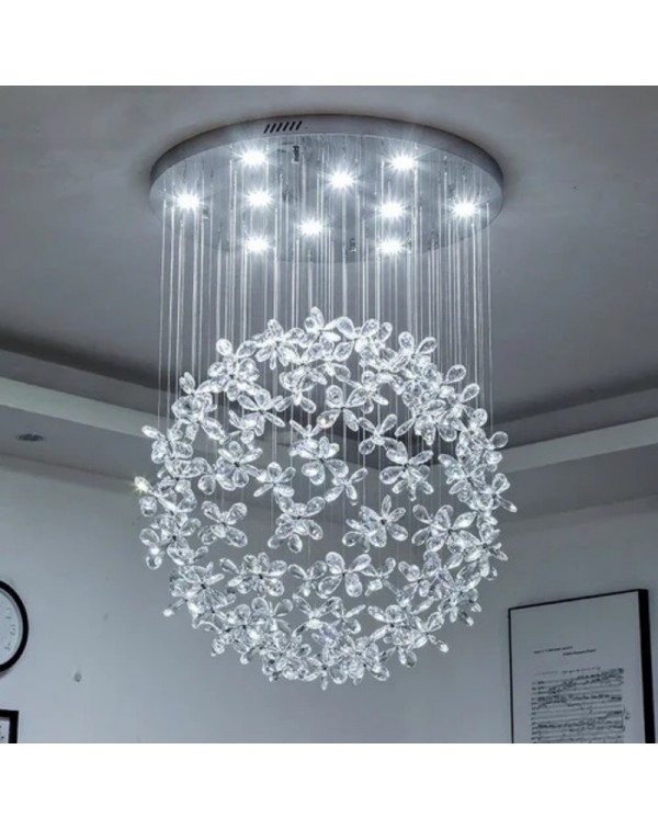 Living room chandelier 2024 new round ball crystal...